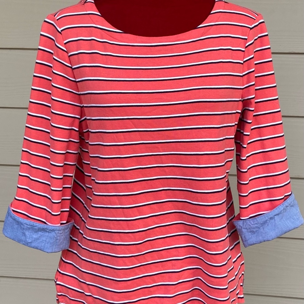 Nautica Boat-Neck 3/4 Sleeve Shirt Sz Lg